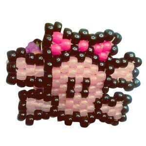 Glow-n-Dark Pink Large skull  On a Glow Kandi Cuff EDM Stretchy Bracelet